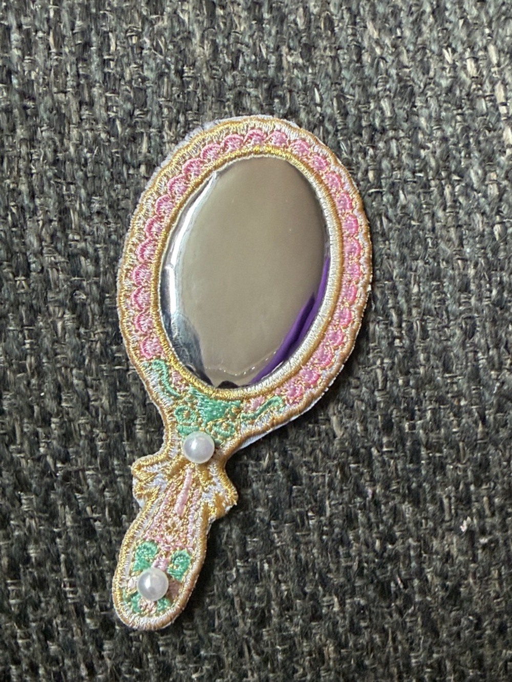Stoney Clover Lane  Mirror Patch Embroidered Pearl in Pink, Green and Gold